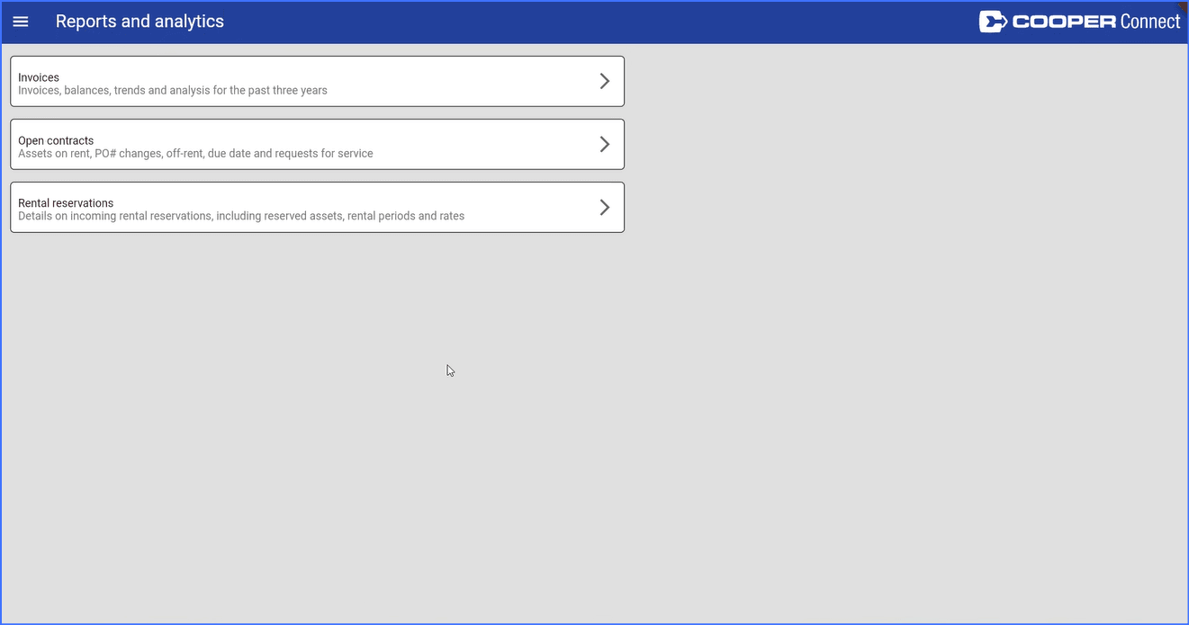 Example Cooper Connect dashboard