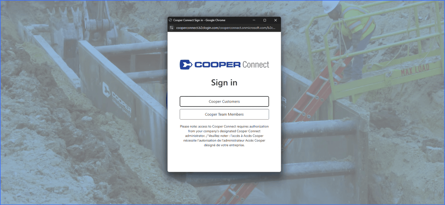 Cooper Connect sign-in page with "Cooper Customers" button circled