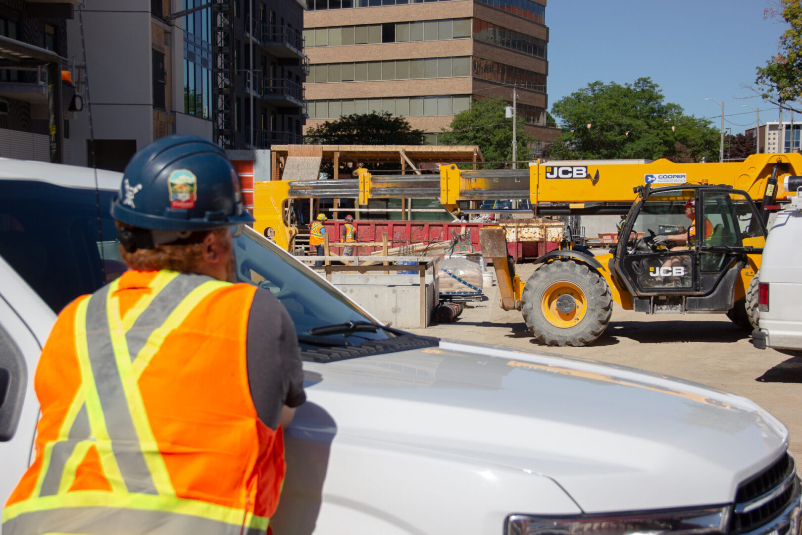 construction man with a JCB equipment